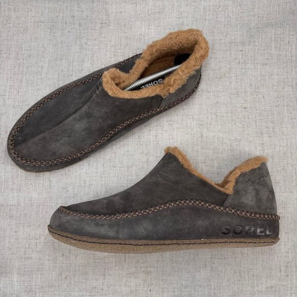 Sorel Manawan‎ ll Slipper Gray Suede Slip On Loungewear Lined Men's Size 13 - Picture 1 of 11